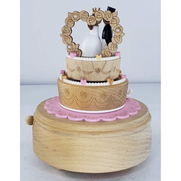 Papyrus Wedding Cake Bride Groom Wooden Music Box Wonderful Life - Picture 4 of 6